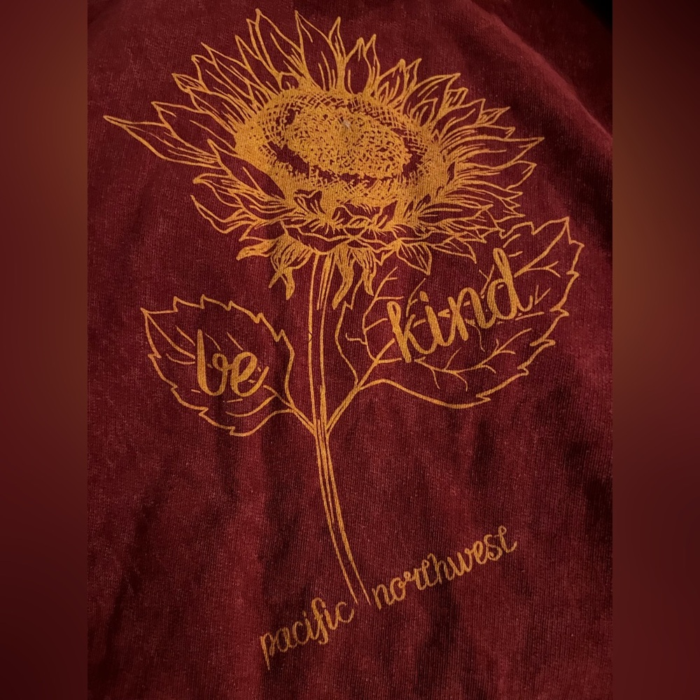 Maroon Be Kind Sunflower Hoodie NWT